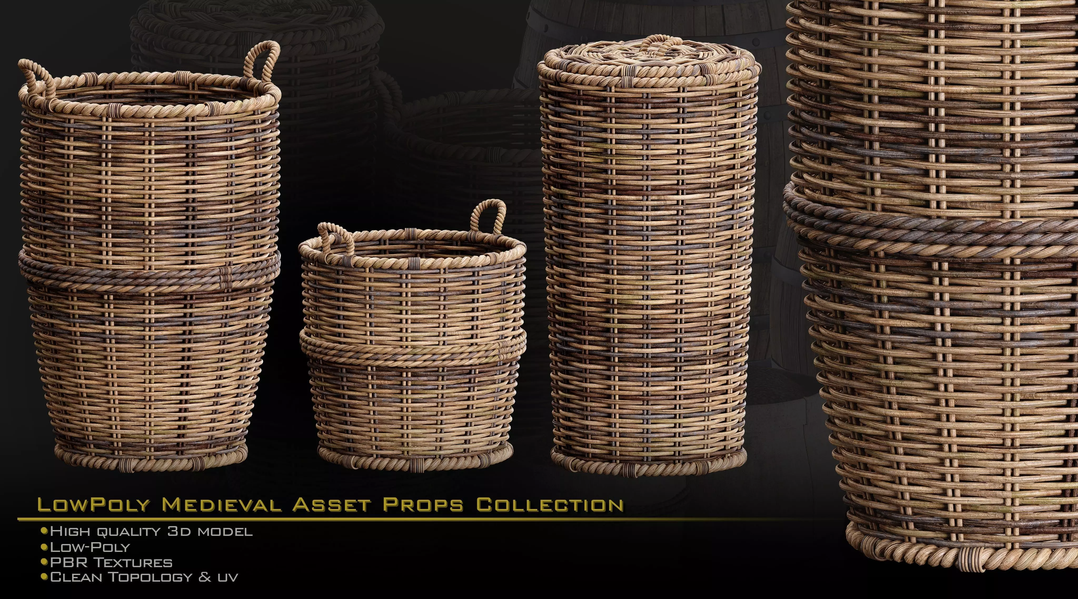 Medieval Asset Props Low-poly 3D model_9