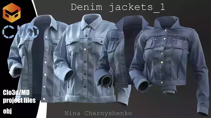 Denim jackets 1 - Marvelous Designer project and OBJ