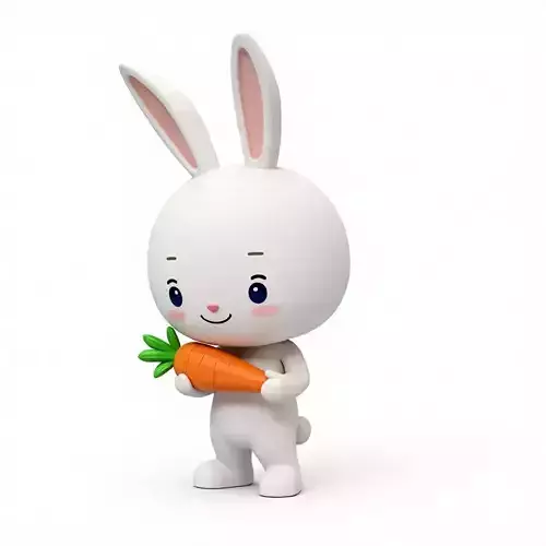 Cute Cartoon Rabbit Holding Carrot 3D Model Low-poly 3D model