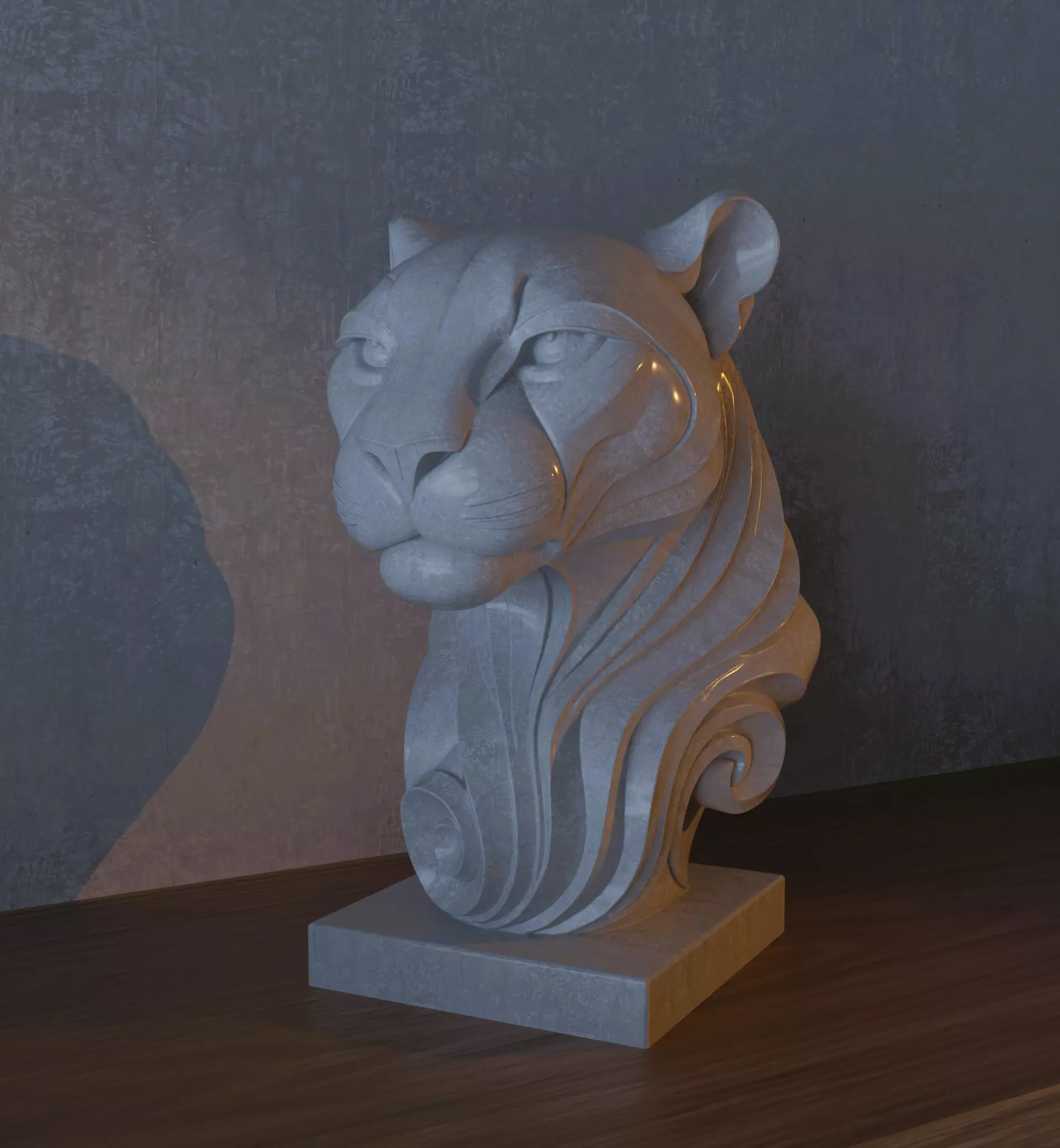 Minimalist Marble Jaguar Sculpture 3D print model_0