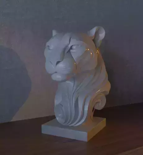 Minimalist Marble Jaguar Sculpture