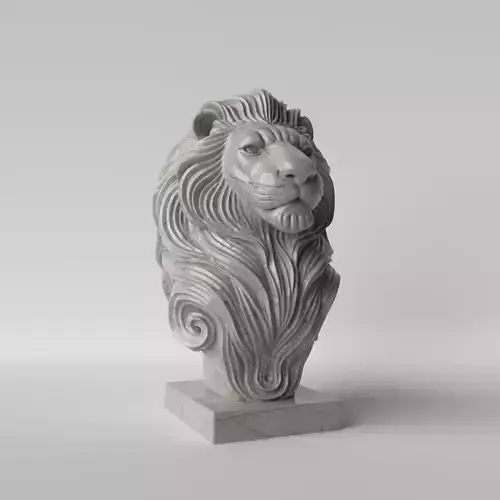 Minimalist Marble Lion Sculpture