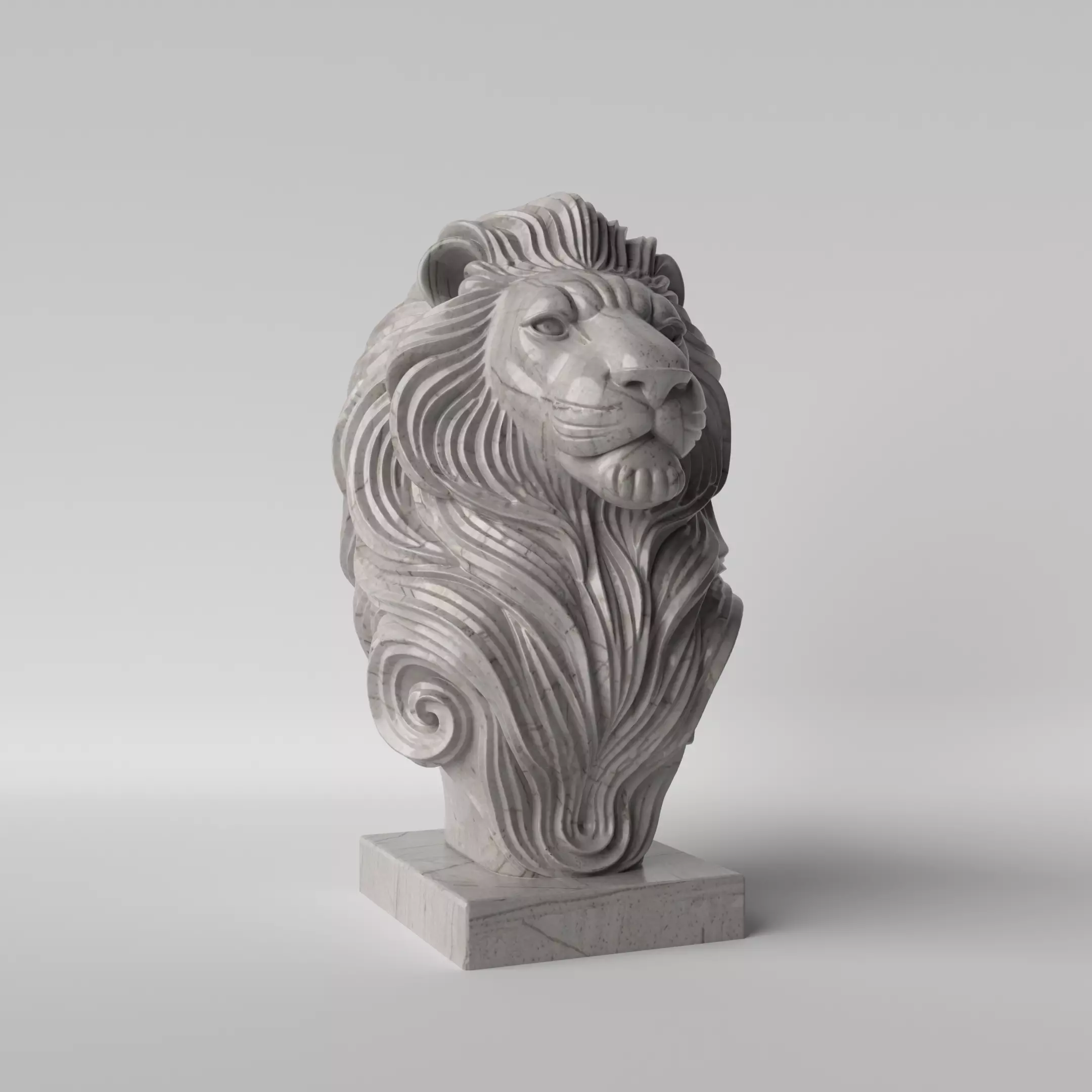 Minimalist Marble Lion Sculpture 3D print model_0
