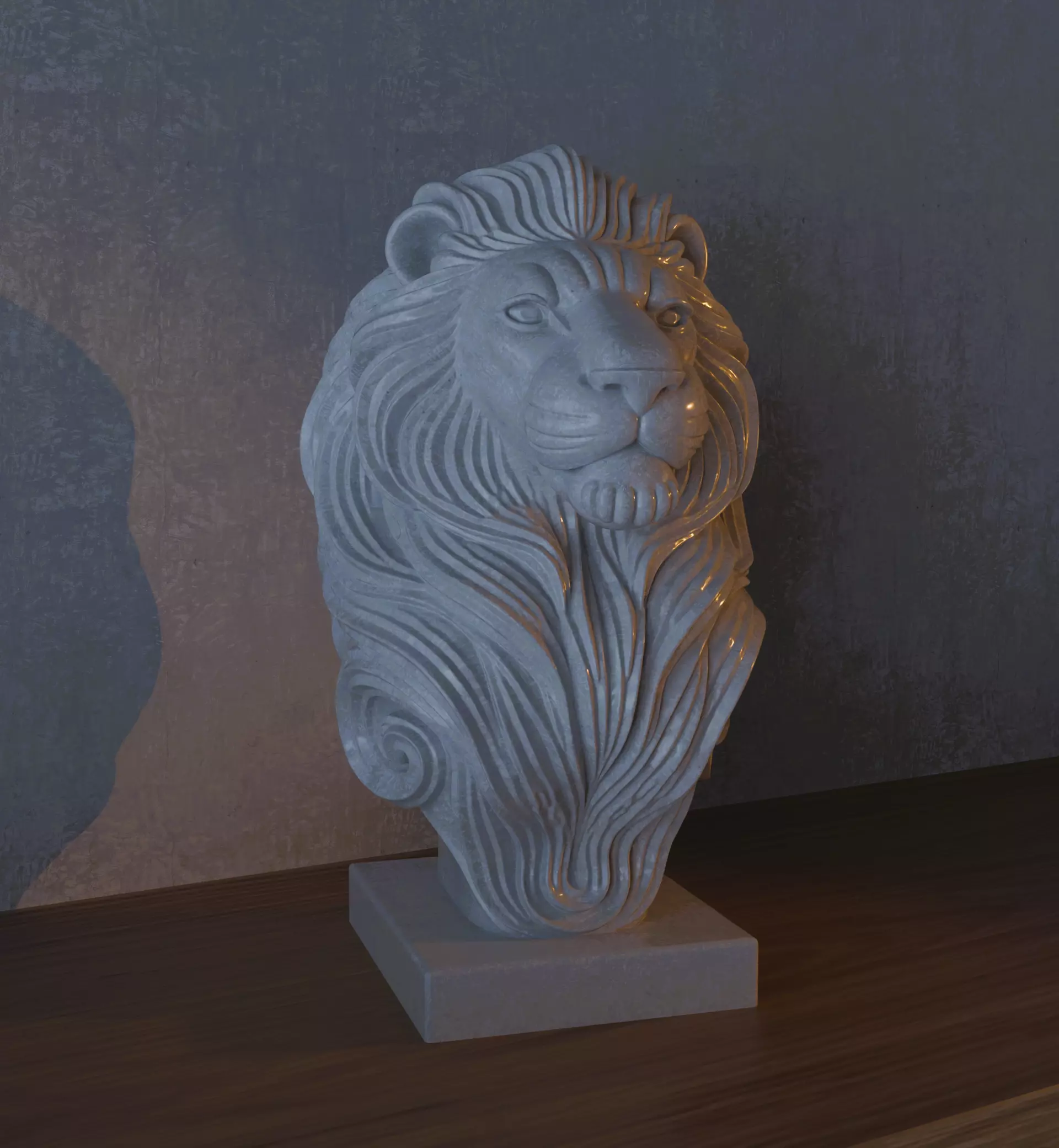 Minimalist Marble Lion Sculpture 3D print model_2