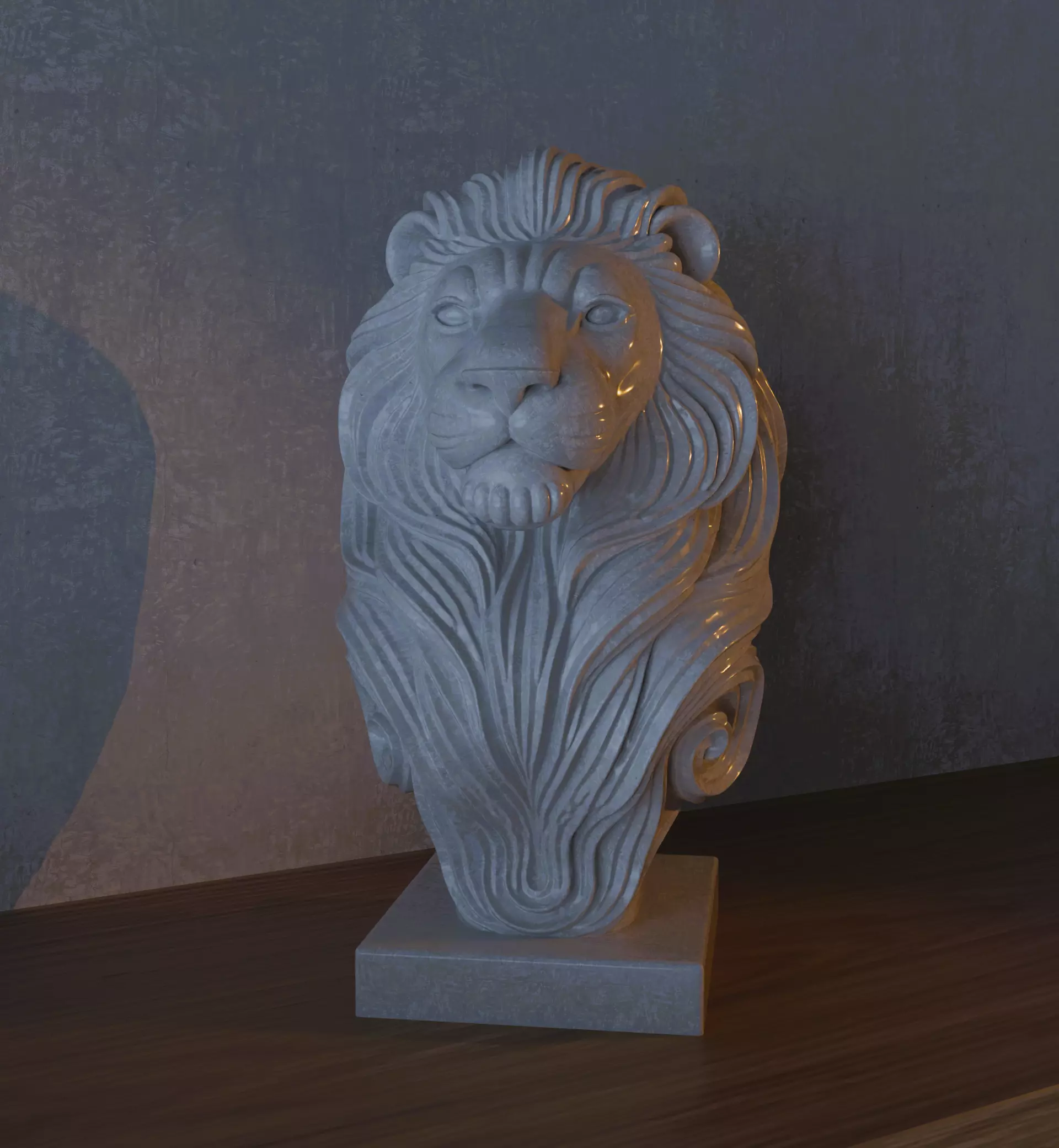 Minimalist Marble Lion Sculpture 3D print model_3