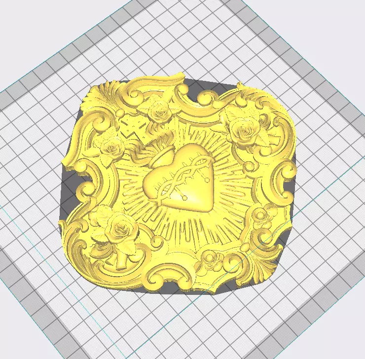 Sacred Heart of Jesus Decorated Plaque 3D print model_2