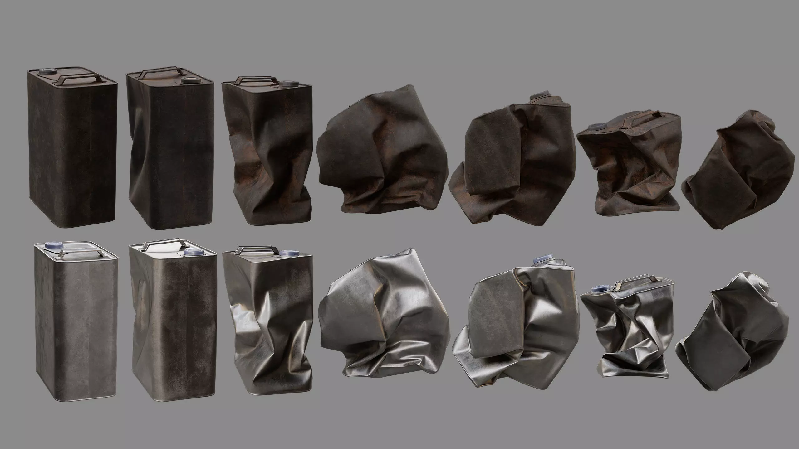 Crushed Paint Can Rectangular Collection 3D model_3