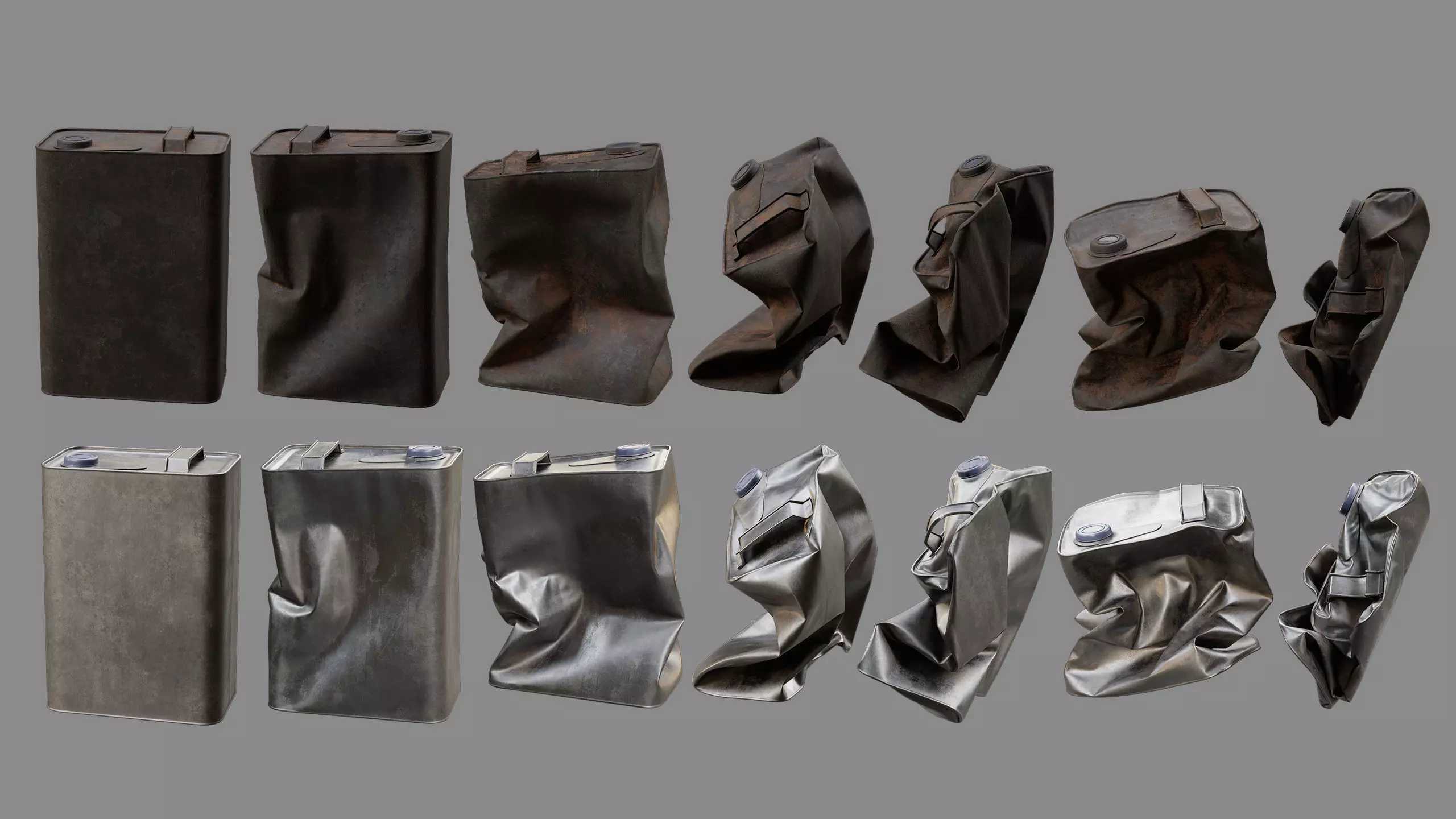 Crushed Paint Can Rectangular Collection 3D model_2