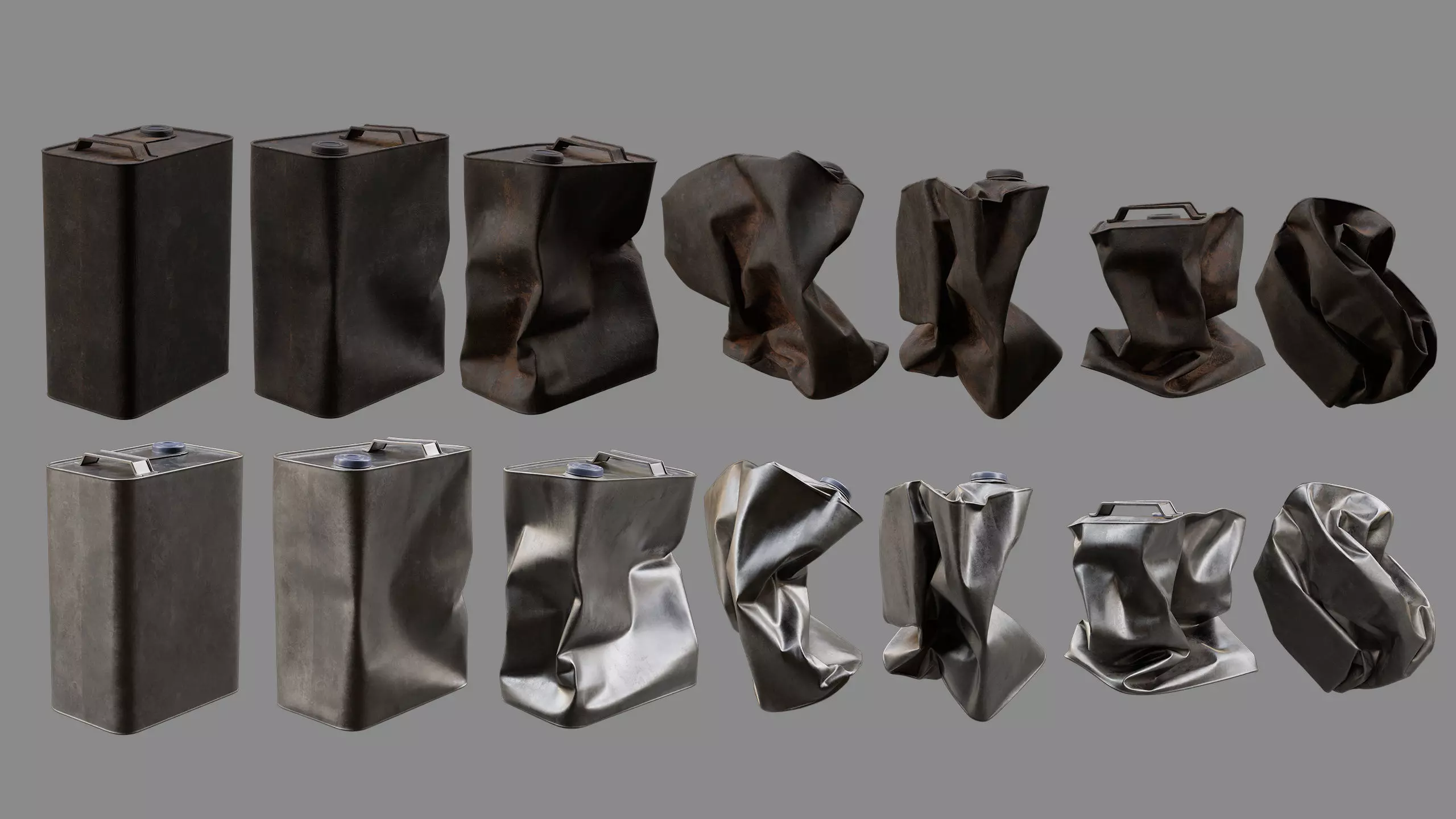 Crushed Paint Can Rectangular Collection 3D model_4