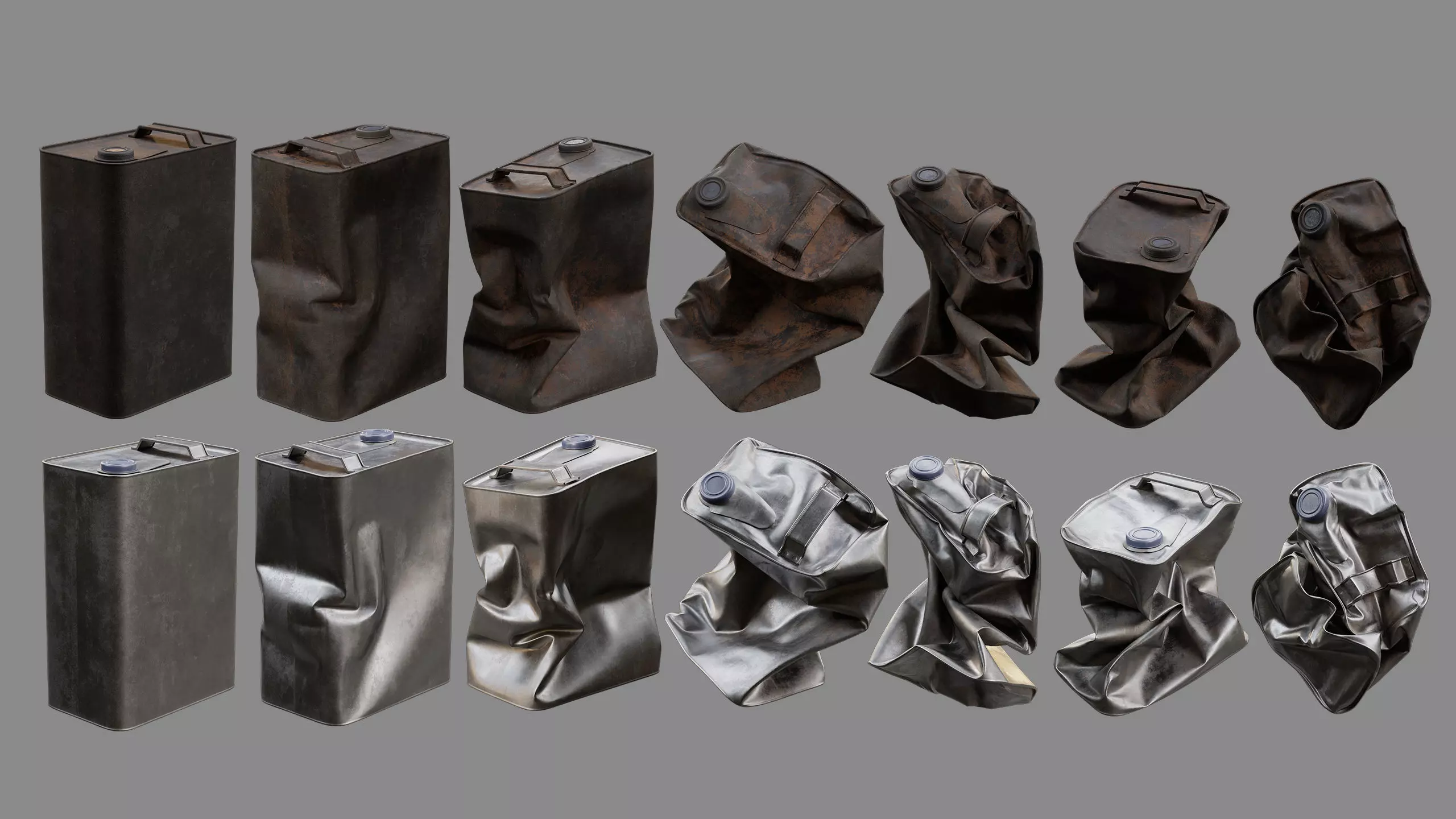 Crushed Paint Can Rectangular Collection 3D model_1