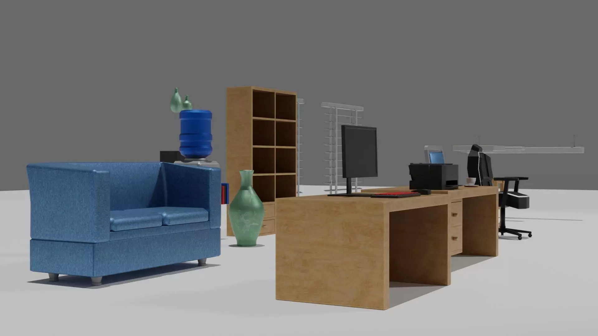 Office Interior Props Low-poly 3D model_2