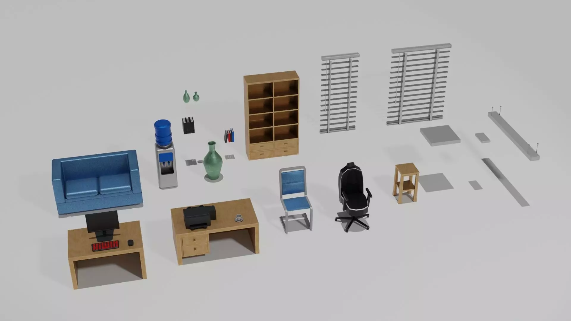 Office Interior Props Low-poly 3D model_0