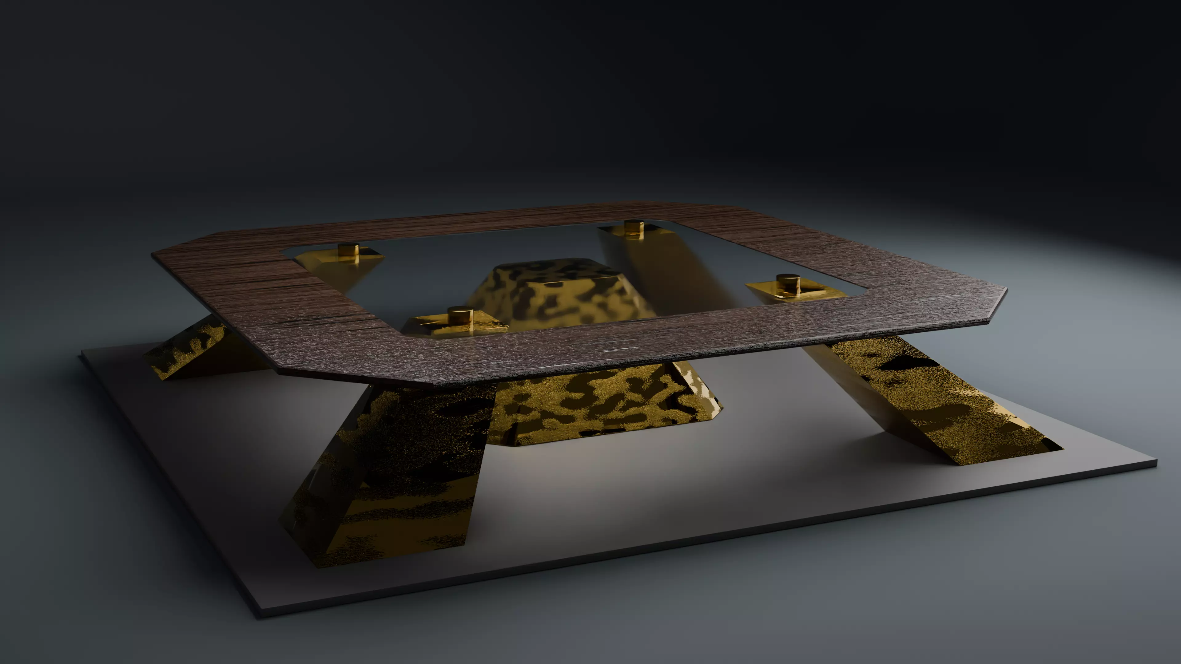 Modern Glass Table - Golden Low-poly 3D model