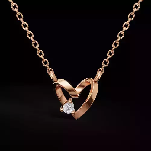 Valentine Heart Pendant with Diamond 3D Jewelry Model