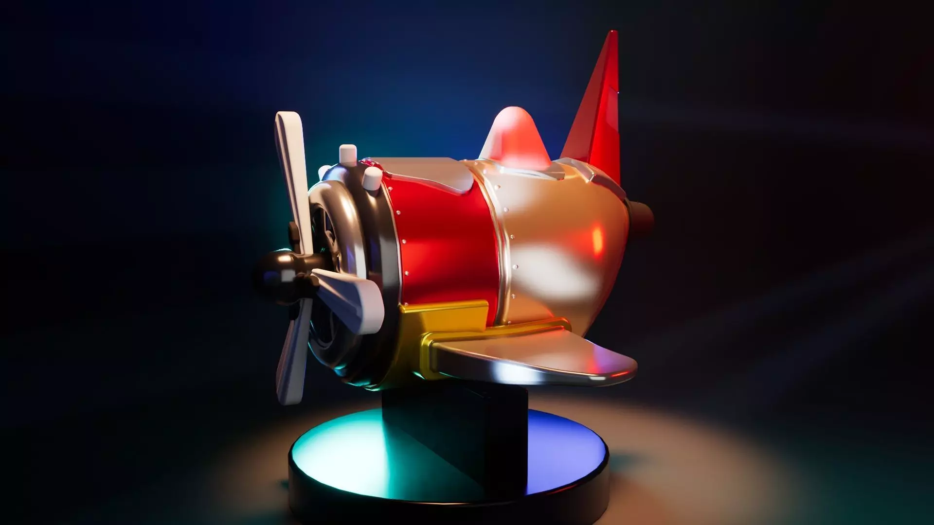 Stylized Cartoon Airplane  Low Poly 3D Model with PBR Materials Low-poly 3D model_6