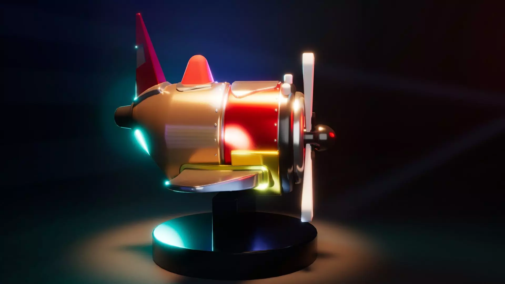 Stylized Cartoon Airplane  Low Poly 3D Model with PBR Materials Low-poly 3D model_4