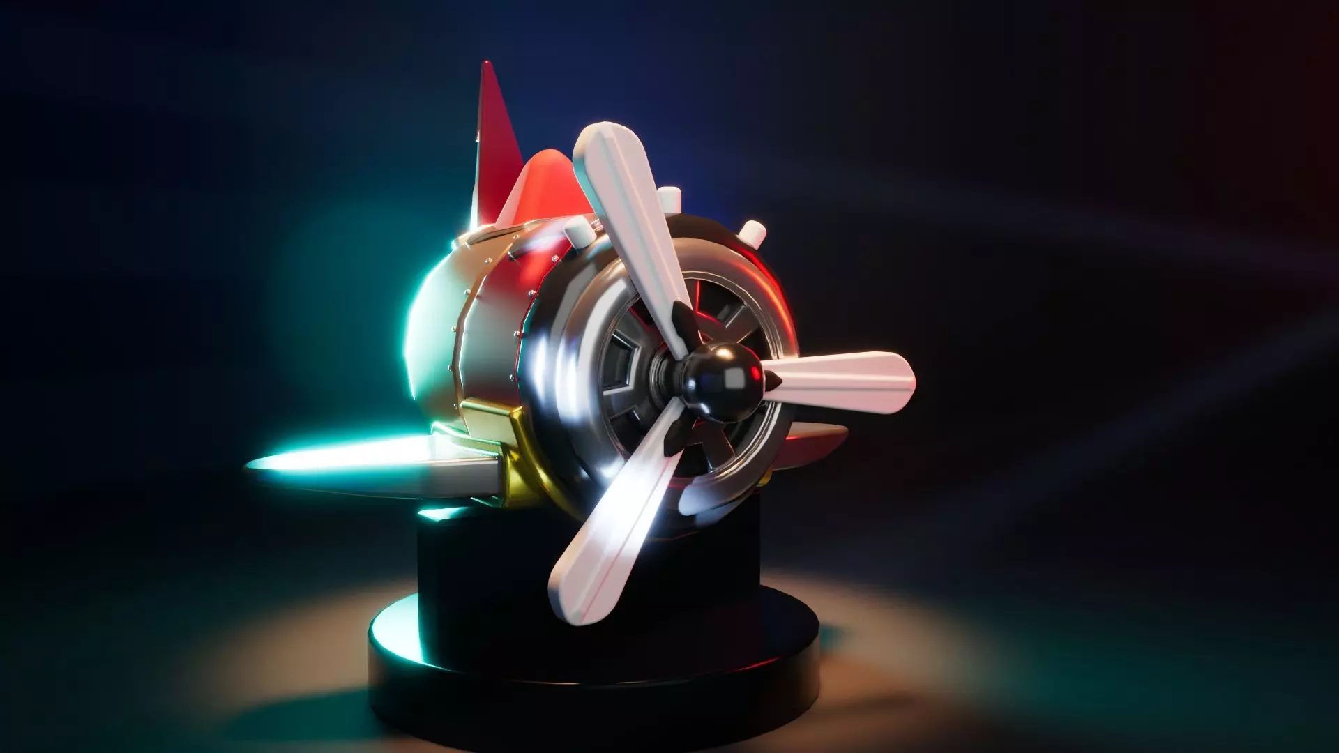 Stylized Cartoon Airplane  Low Poly 3D Model with PBR Materials Low-poly 3D model_5