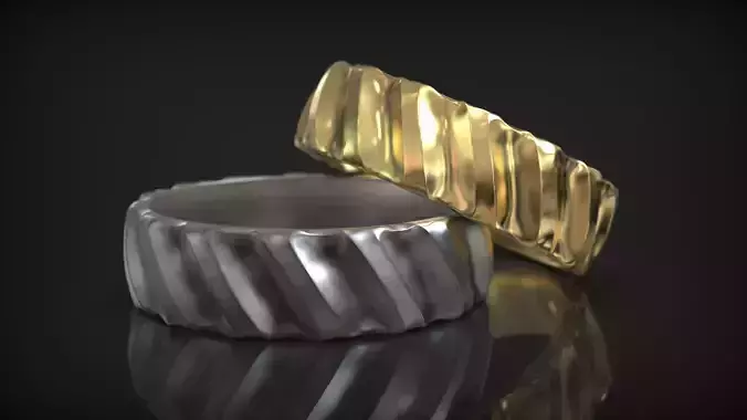 Abstract Textured Pattern Hammered Wedding Band