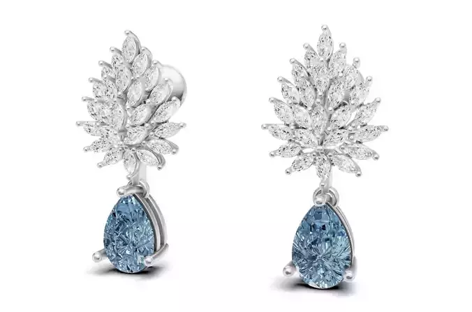 Leaf Cluster Marquise Diamond Drop Earrings 3D print model