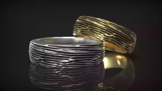 Tree Bark Ring Wooden Nature Wedding Band 3D print model