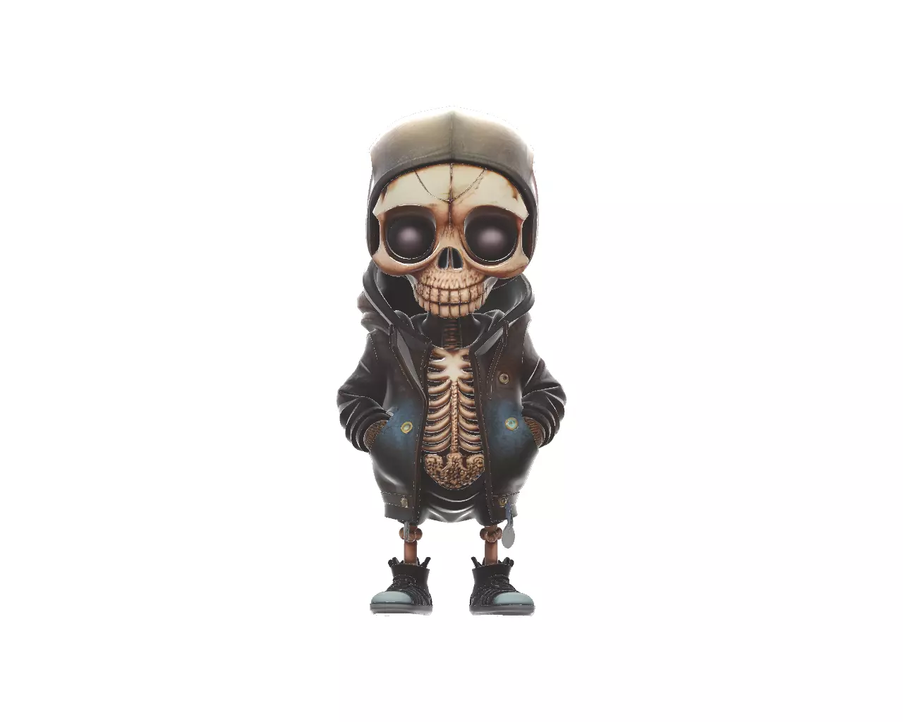 Urban Skeleton Kid Streetwear Skeleton Character 3D print model_0