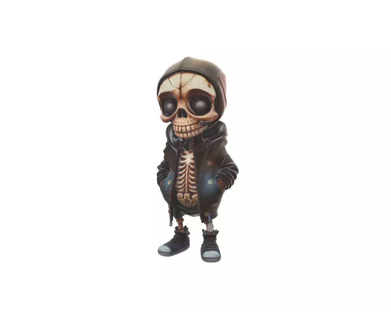 Urban Skeleton Kid Streetwear Skeleton Character 3D print model_1