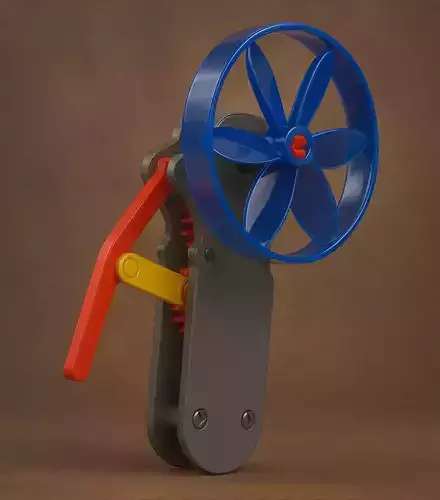 Hand Crank Gear Fan - Mechanical Kinetic Desk Toy 3D Print Model