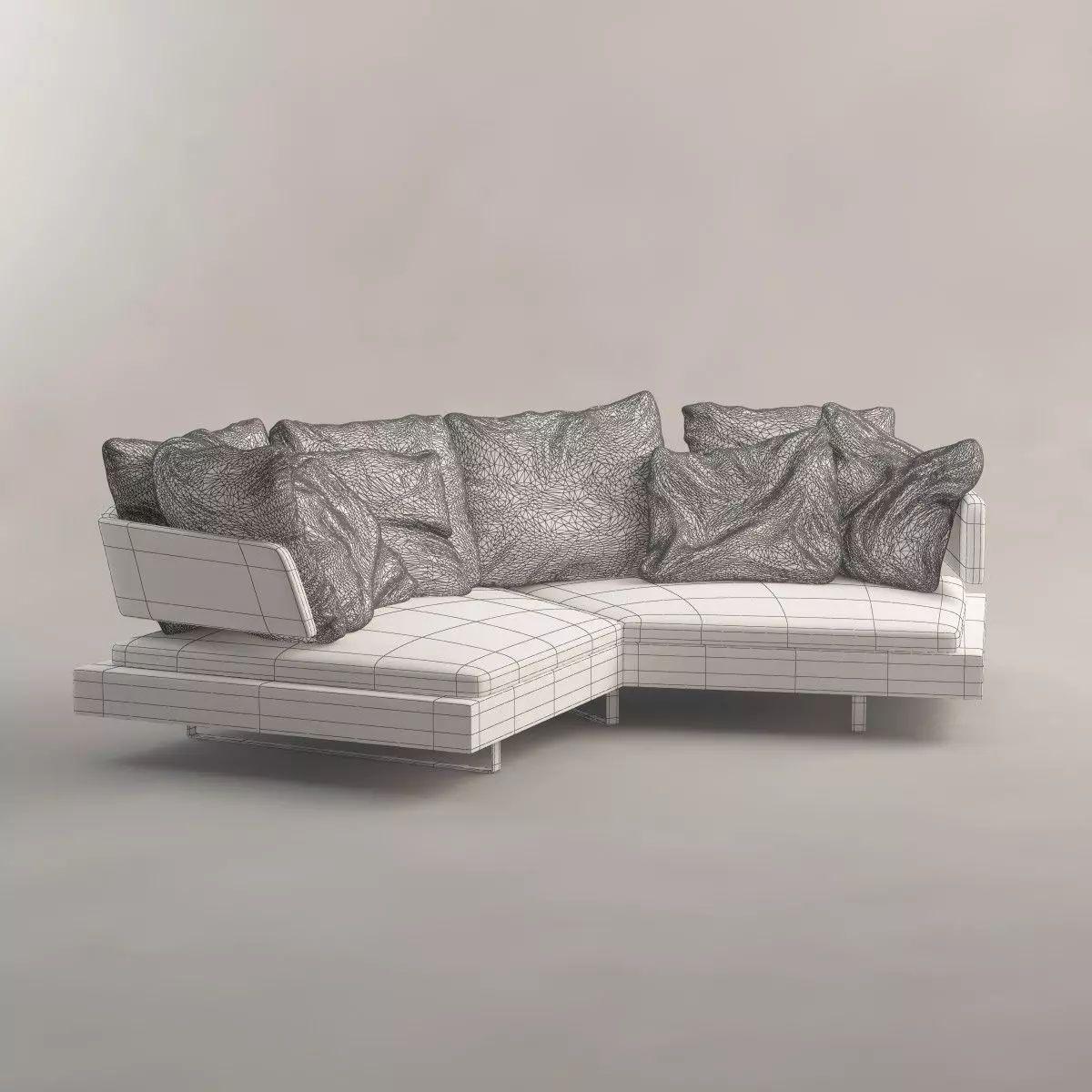 Corner Sofa Arne with Crumpled Pillows 3D model_2