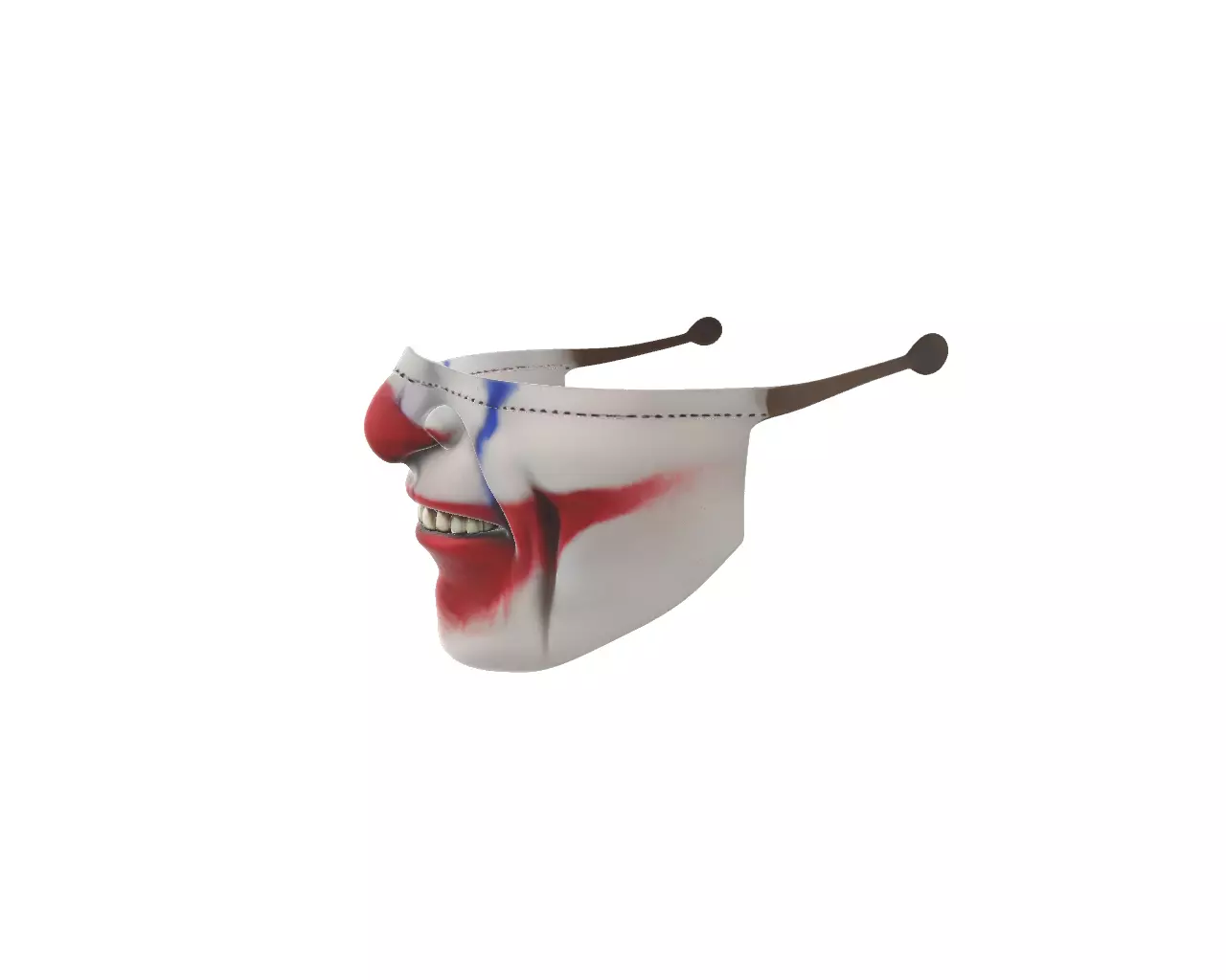 Creepy Clown Smile Half Mask Horror Cosplay Facepiece 3D print model_2