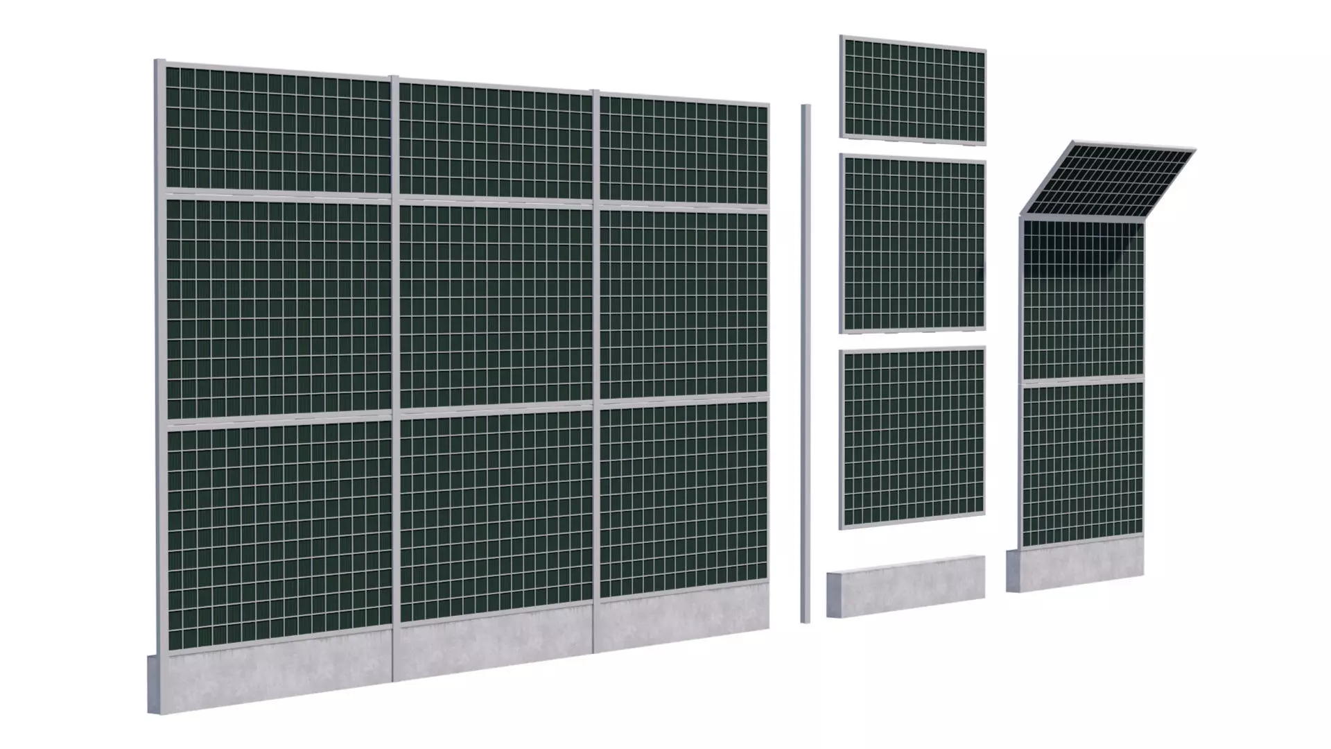 Road car Acoustic noise absorbing fence barrier 3D model_1