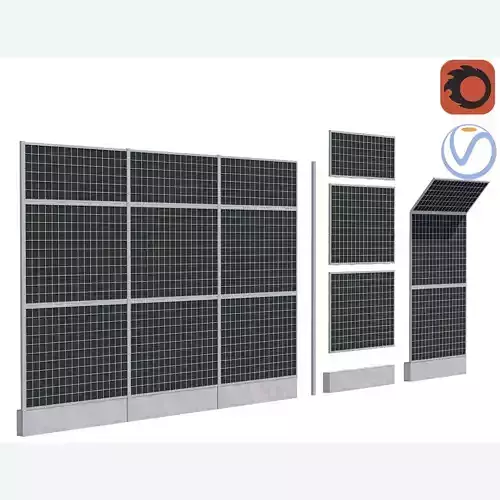 Road car Acoustic noise absorbing fence barrier 3D model