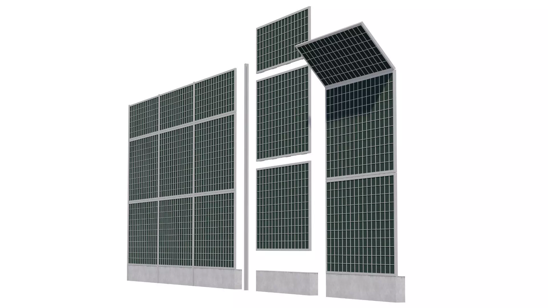 Road car Acoustic noise absorbing fence barrier 3D model_4