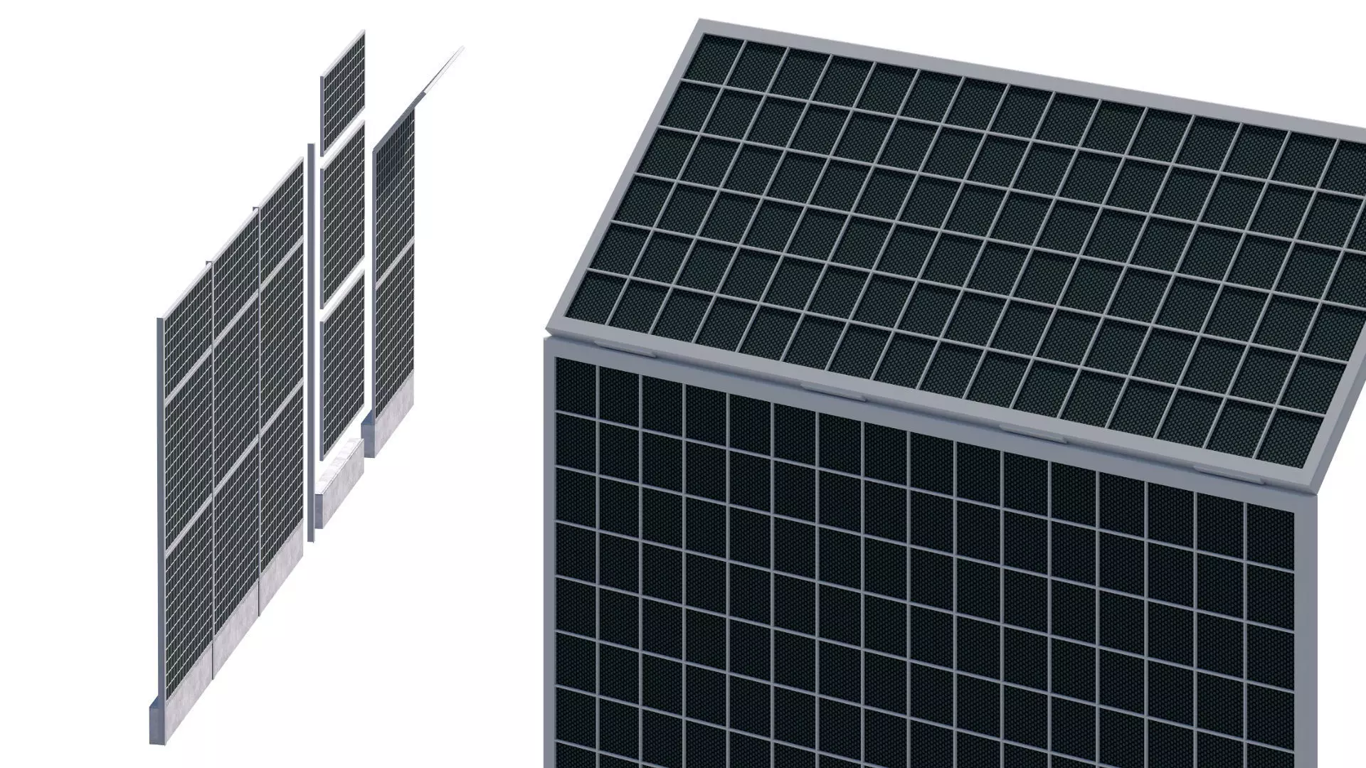 Road car Acoustic noise absorbing fence barrier 3D model_2