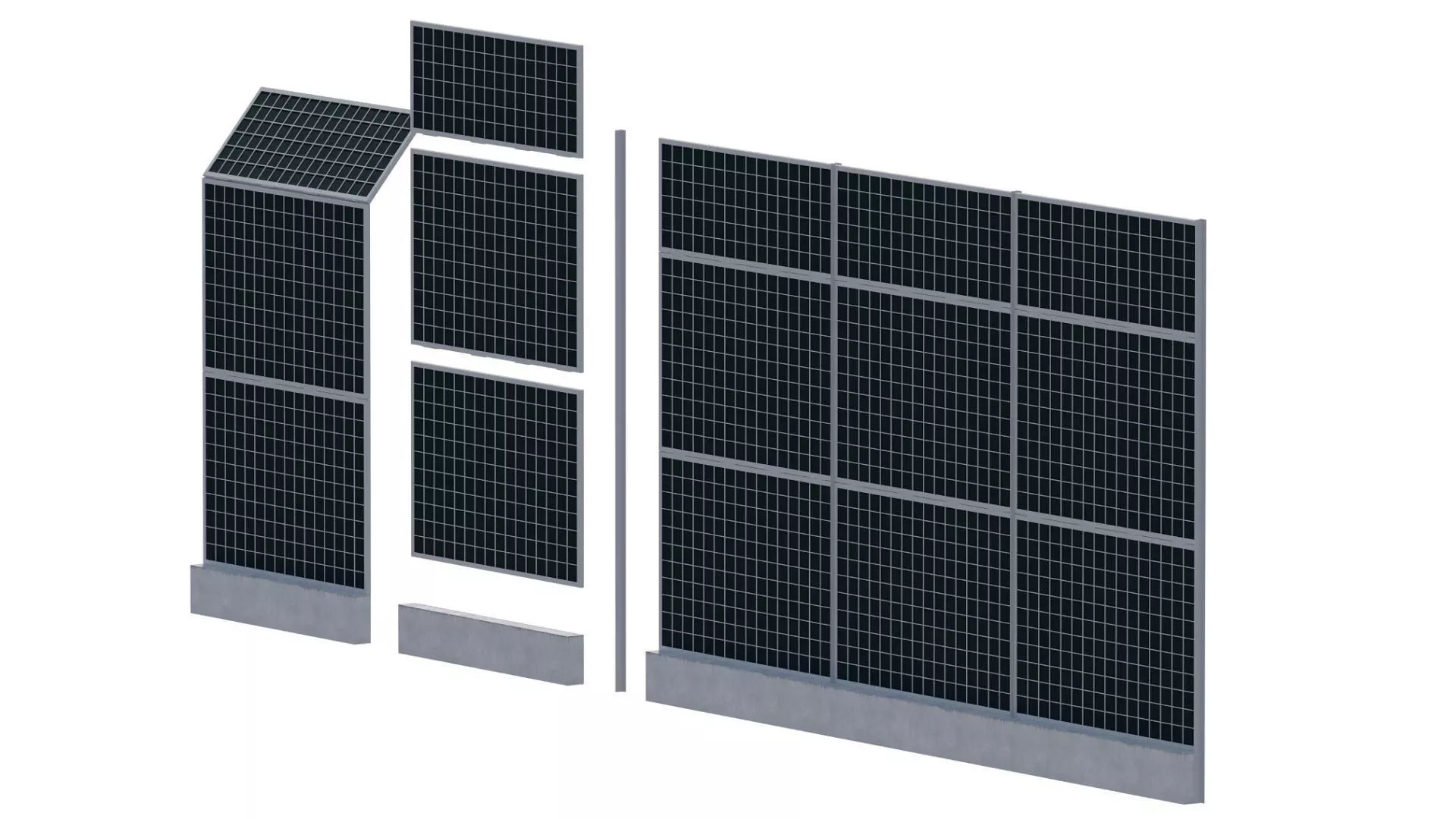 Road car Acoustic noise absorbing fence barrier 3D model_3