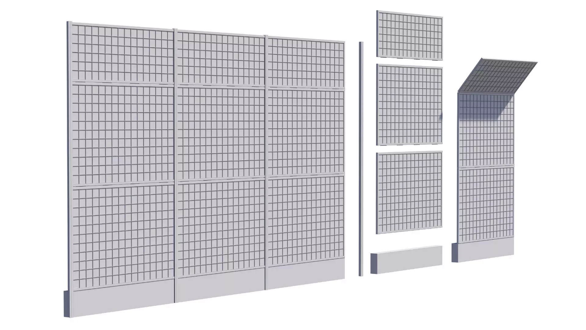 Road car Acoustic noise absorbing fence barrier 3D model_10