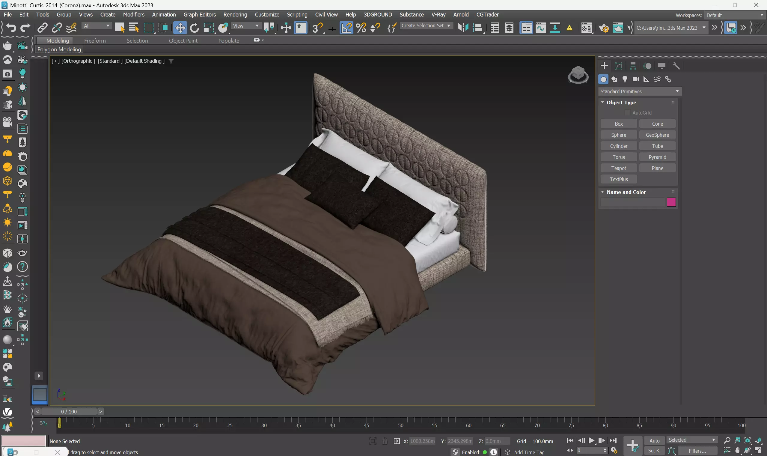 Minotti Curtis Bed 3D Model Max FBX OBJ 3D model_2