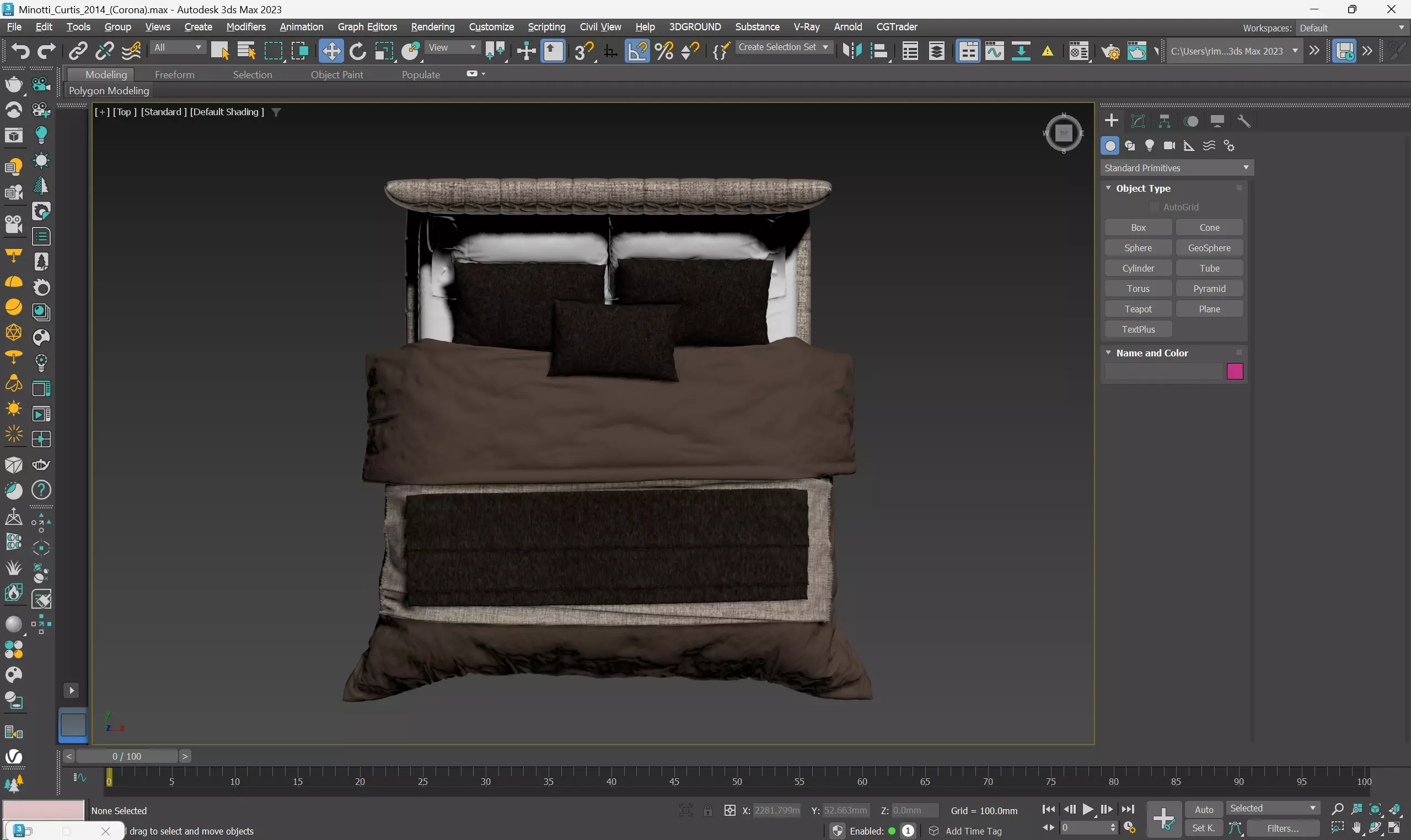 Minotti Curtis Bed 3D Model Max FBX OBJ 3D model_1