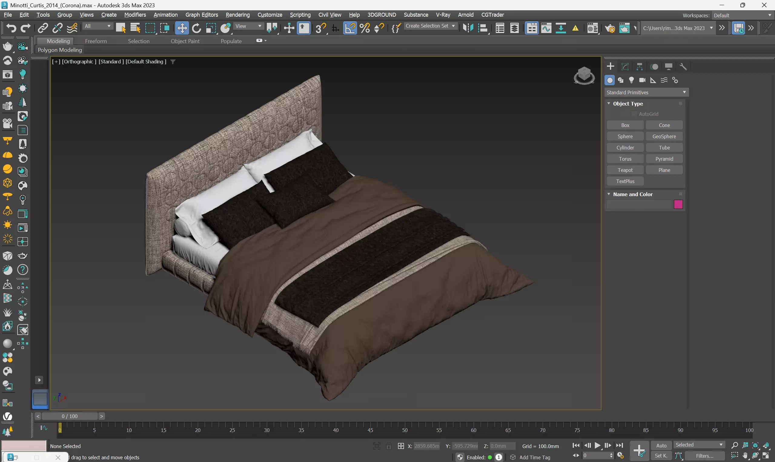 Minotti Curtis Bed 3D Model Max FBX OBJ 3D model_3