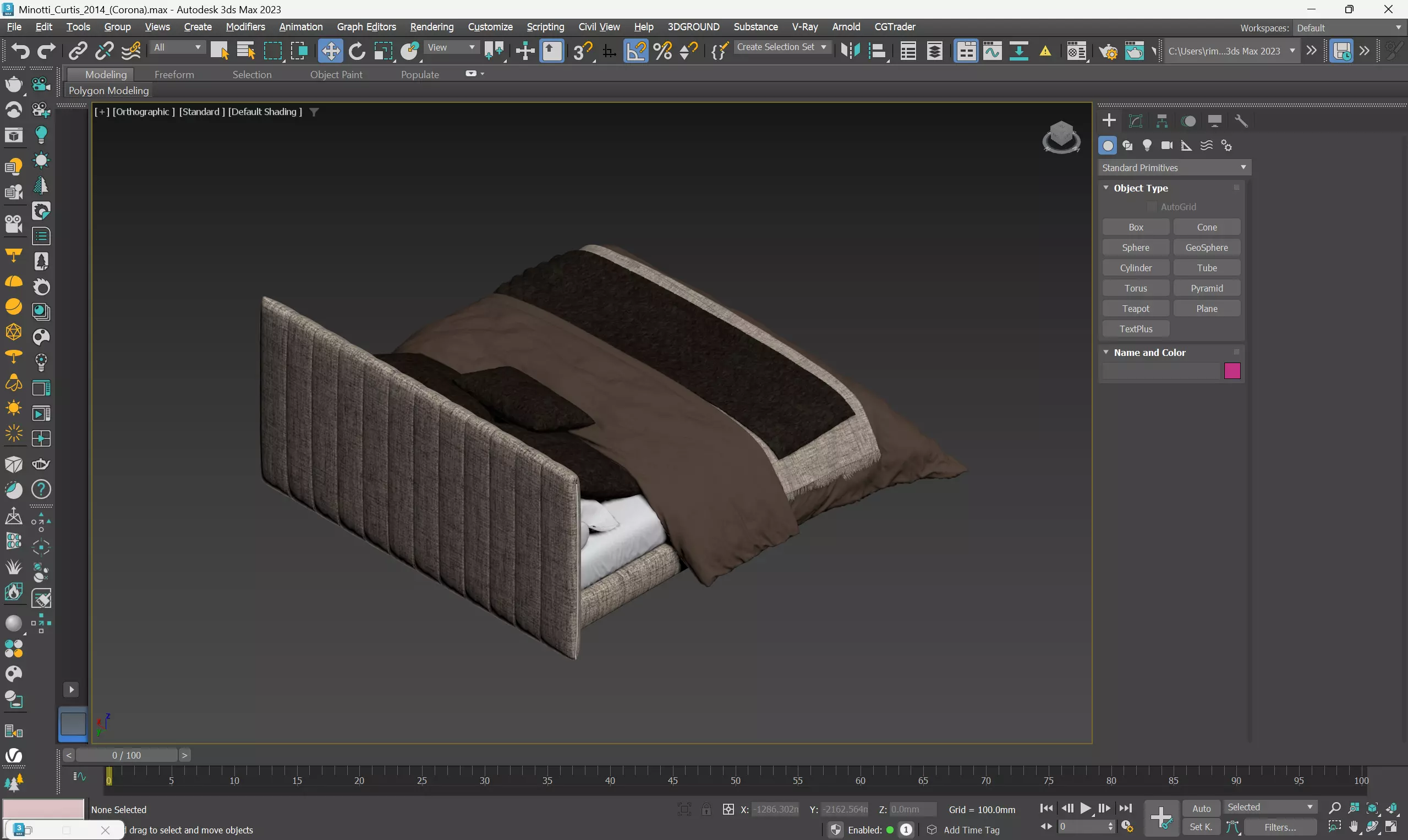 Minotti Curtis Bed 3D Model Max FBX OBJ 3D model_4