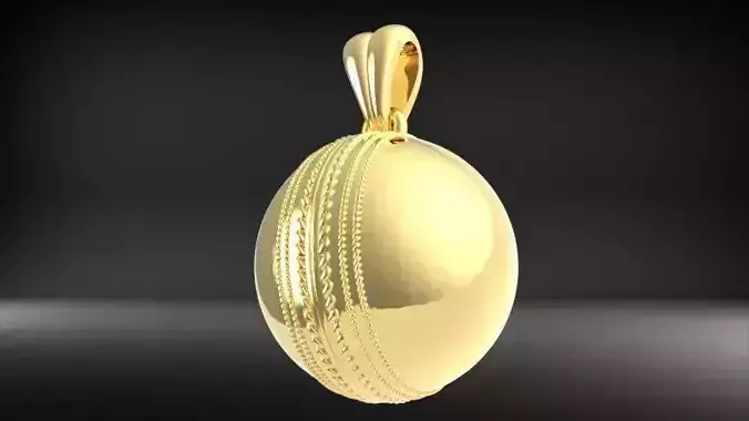 Solid Cricket Ball Pendant Necklace Jewelry 3D print model