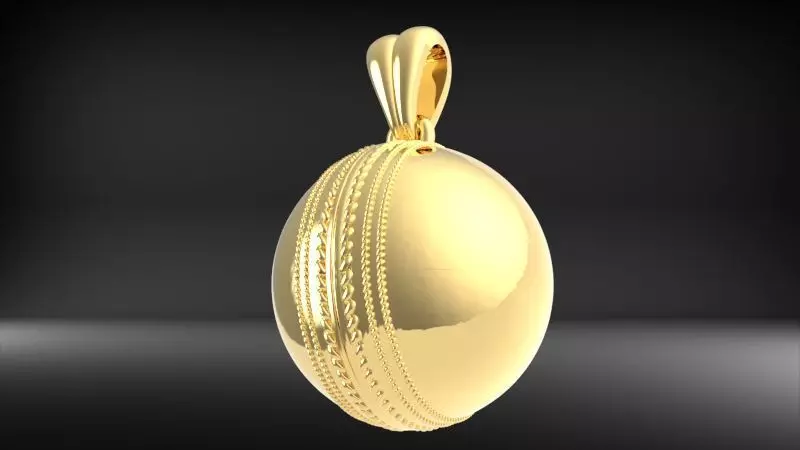 Solid Cricket Ball Pendant Necklace Jewelry 3D print model