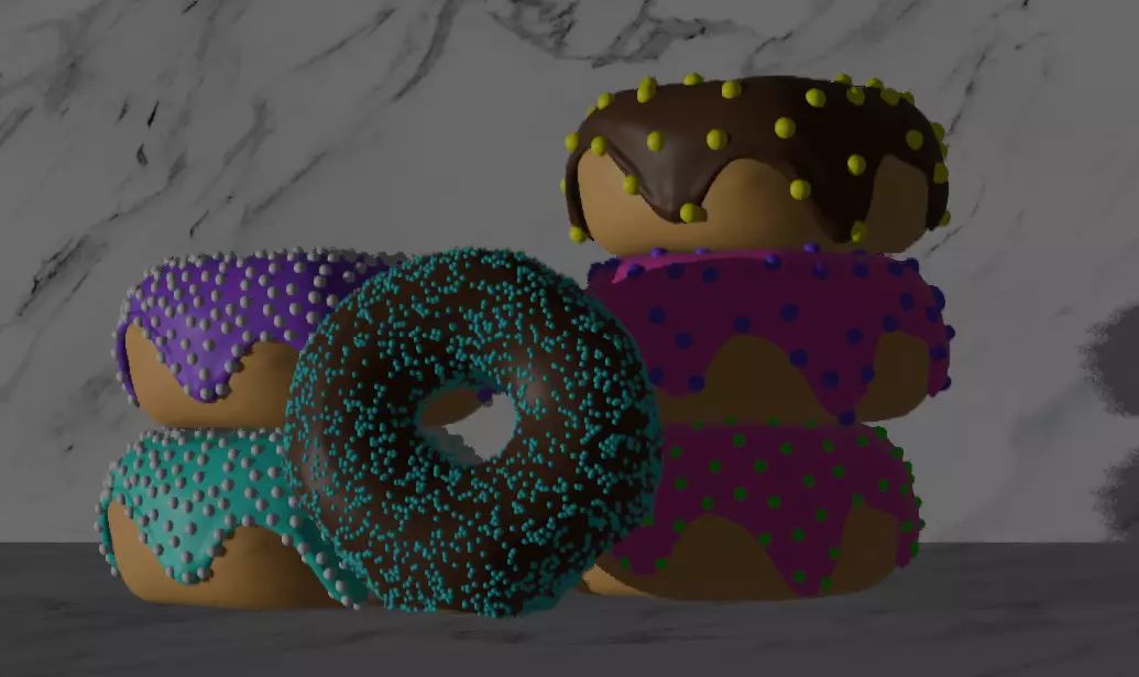 Realistic Colorful Donut 3D Model Low-poly 3D model_2