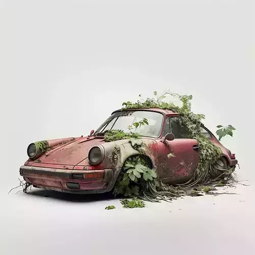 abandoned porshe car diorama