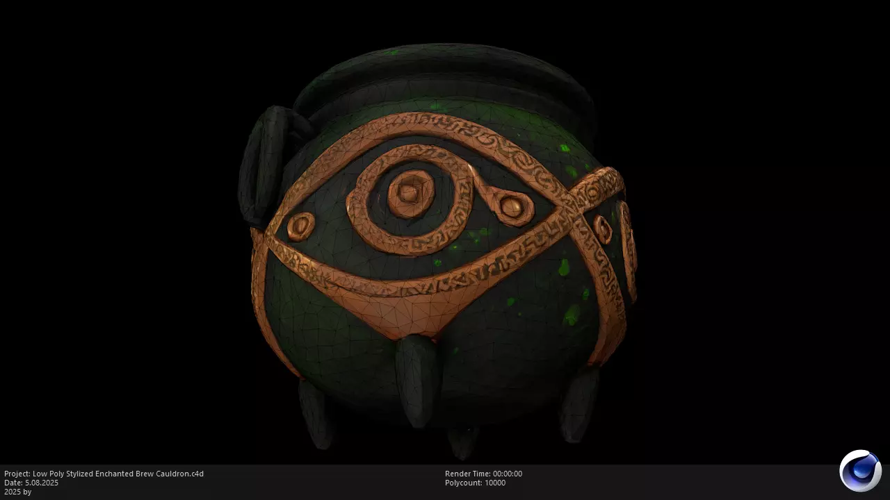 Low Poly Stylized Enchanted Brew Cauldron Low-poly 3D model_8