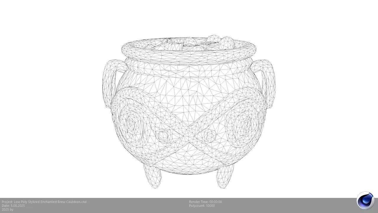 Low Poly Stylized Enchanted Brew Cauldron Low-poly 3D model_6