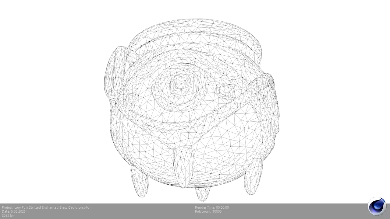 Low Poly Stylized Enchanted Brew Cauldron Low-poly 3D model_9