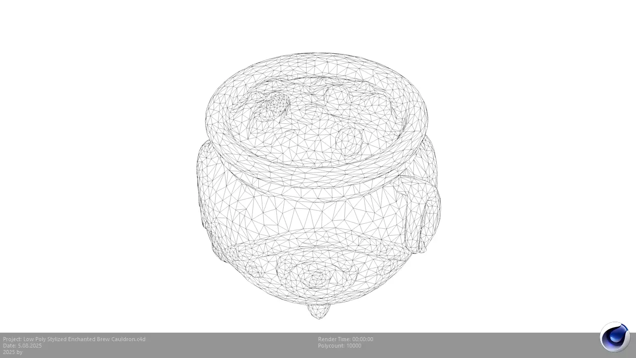 Low Poly Stylized Enchanted Brew Cauldron Low-poly 3D model_3