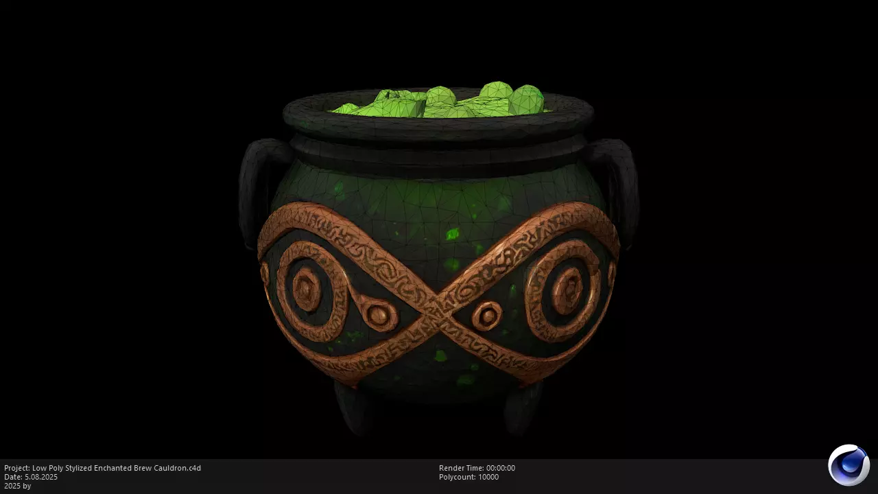 Low Poly Stylized Enchanted Brew Cauldron Low-poly 3D model_5