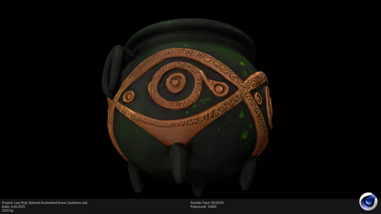 Low Poly Stylized Enchanted Brew Cauldron Low-poly 3D model_7