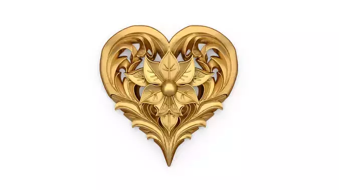 Heart decorative ornament onlay cnc 3d printing stl 01